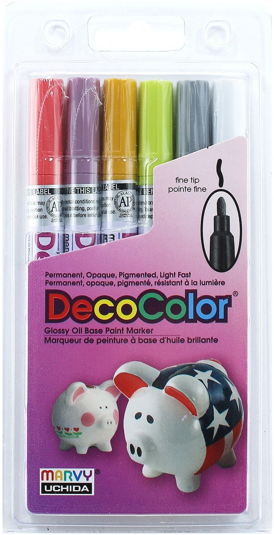 DecoColor Fine Tip Paint Markers 6/PkgRetro Stencils & Forms Michaels