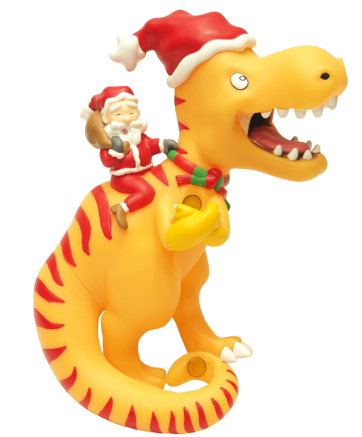 Santa Riding a T-Rex Funny Christmas Tree Topper - Large 10&#x22;