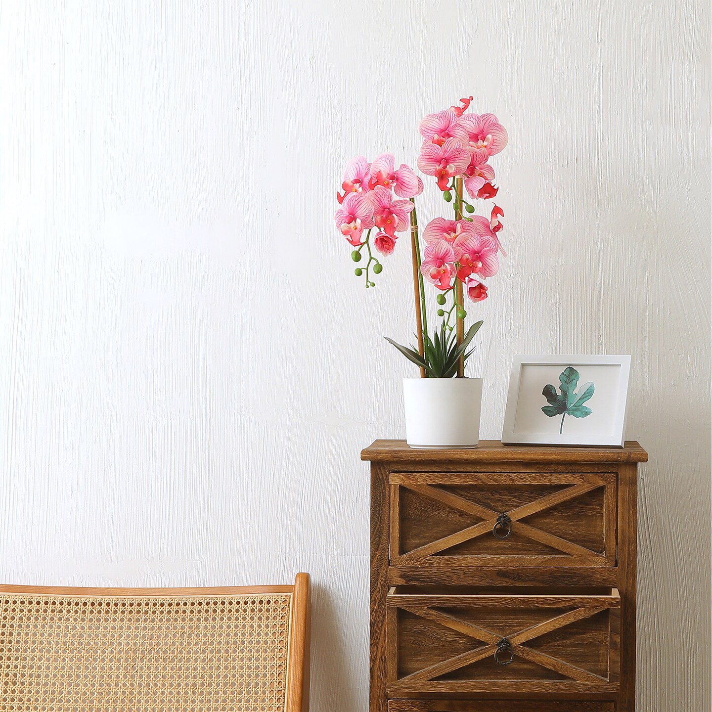 Fake Flowers with Vase, Faux Orchid, Artificial Flowers in Vase, Fake Orchid Fake Plant, Artificial Orchids, Fake Flowers for Decoration in Vase, Fake Orchid, Orquideas Artificiales Grandes - Pink