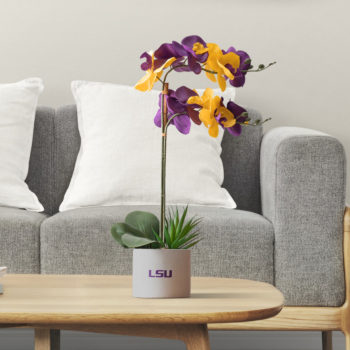 LSU Orchid Plant, LSU Faux Orchid Plant, LSU Gifts for Men, LSU Gifts for Women, LSU Gifts, Louisiana University Decorations, Office Accessories for Men, Desk Sets and Accessories for Women