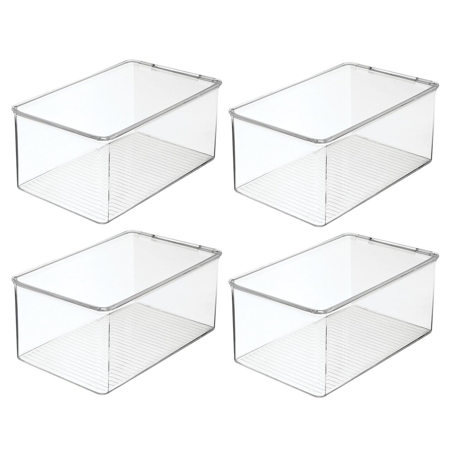 mDesign Plastic Craft Room Stackable Storage Box with Hinged Lid, 4 Pack, Clear