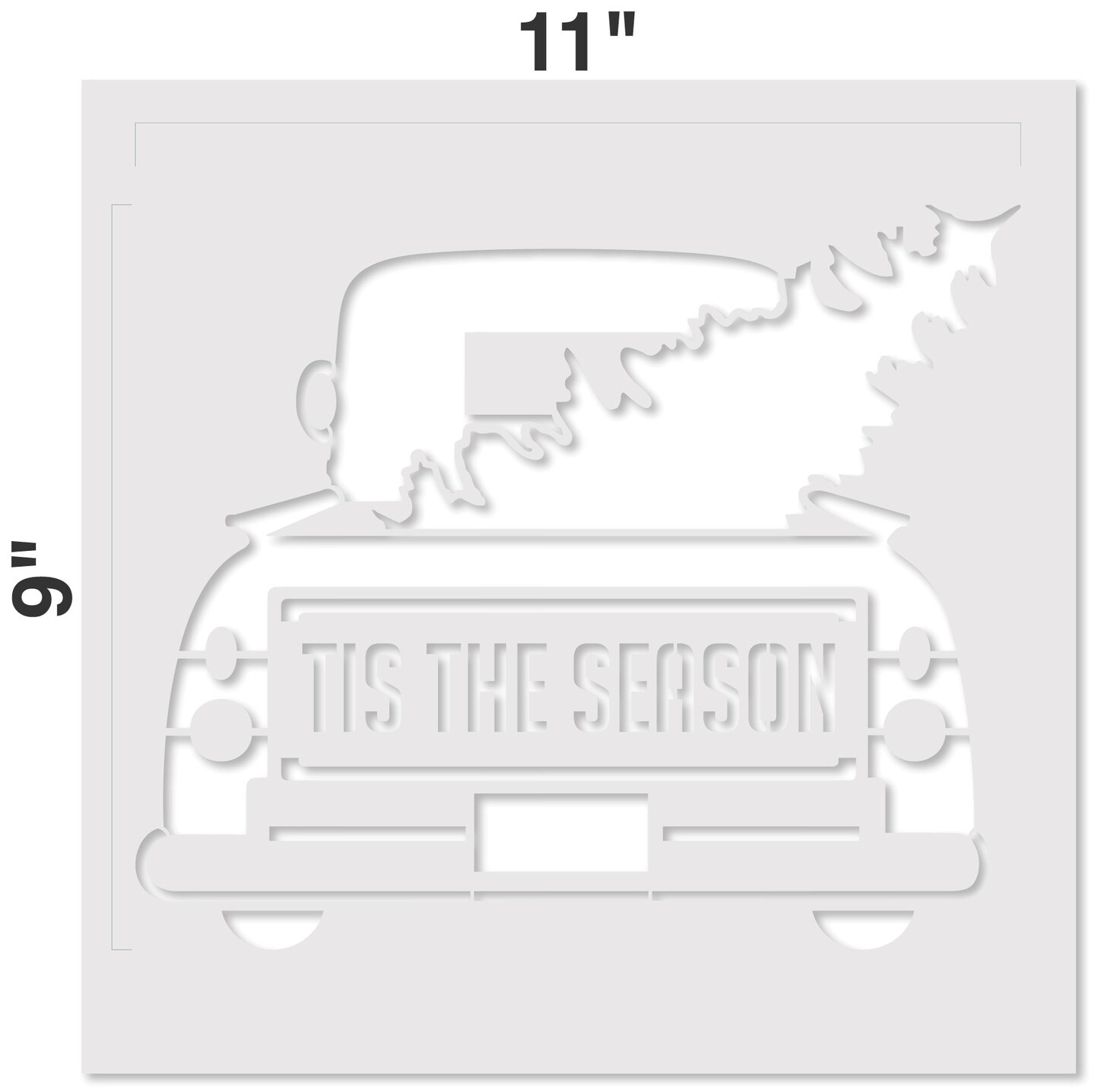Tis The Season Vintage Truck & Tree Embossing 12 x 12 Stencil | FS055 by Designer Stencils | Word & Phrase Stencils | Reusable Stencil for Painting on Wood, Wall, Tile, Canvas, Paper, Fabric, Furniture, Floor | Stencil for Home Makeover