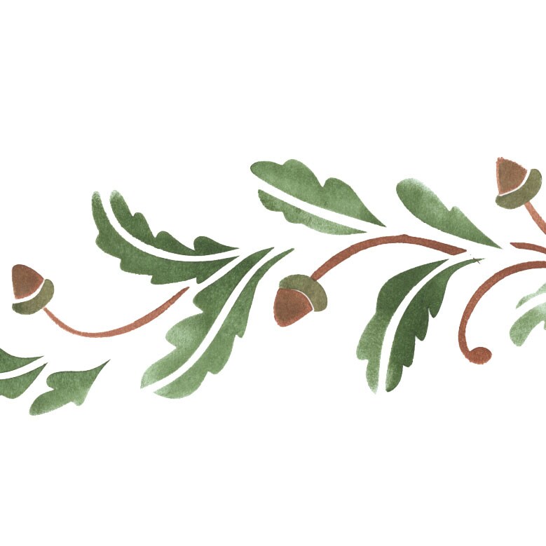 Leaves with Acorns Wall Stencil | 1049 by Designer Stencils | Floral Stencils | Reusable Art Craft Stencils for Painting on Walls, Canvas, Wood | Reusable Plastic Paint Stencil for Home Makeover | Easy to Use &#x26; Clean Art Stencil