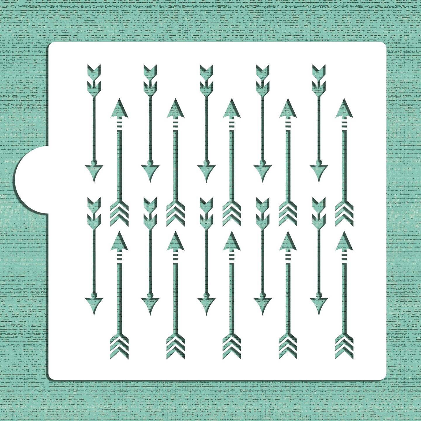 Arrow All Over Pattern Cookie & Craft Stencil | CM123 by Designer Stencils | Cookie Decorating Tools | Baking Stencils for Royal Icing, Airbrush, Dusting Powder | Craft Stencils for Canvas, Paper, Wood | Reusable Food Grade Stencil
