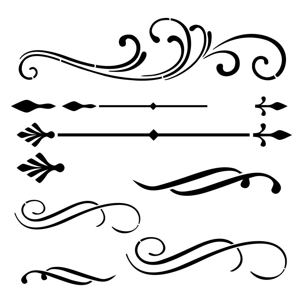 Scrolls and Flourishes Embossing 12 x 12 Stencil | FS051 by Designer Stencils | Pattern Stencils | Reusable Stencils for Painting on Wood, Wall, Tile, Canvas, Paper, Fabric, Furniture, Floor | Try Instead of a Wallpaper | Easy to Use &#x26; Clean