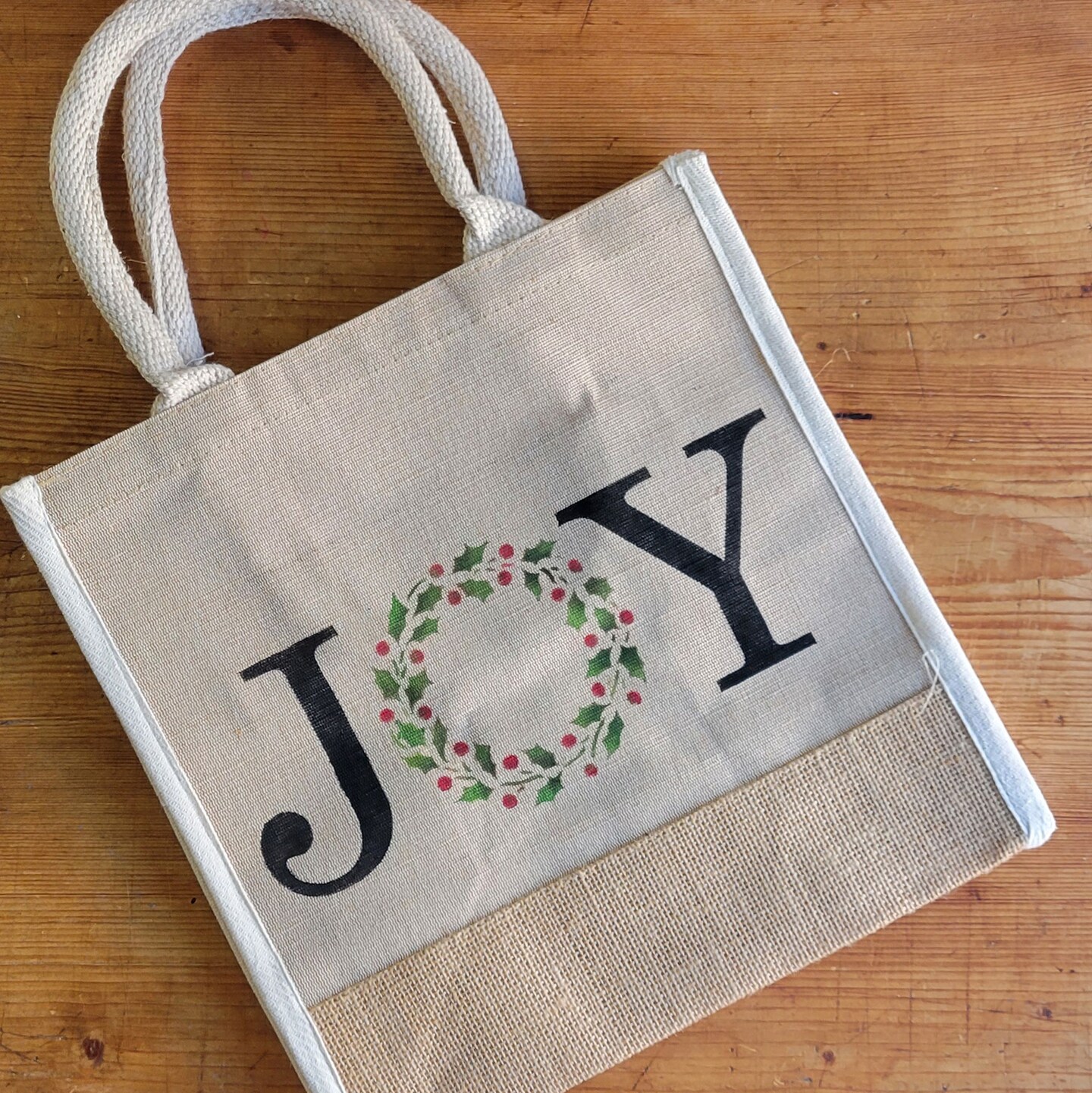 Joy with Holiday Wreath Embossing 12 x 12 Stencil | FS105 by Designer Stencils | Word & Phrase Stencils |