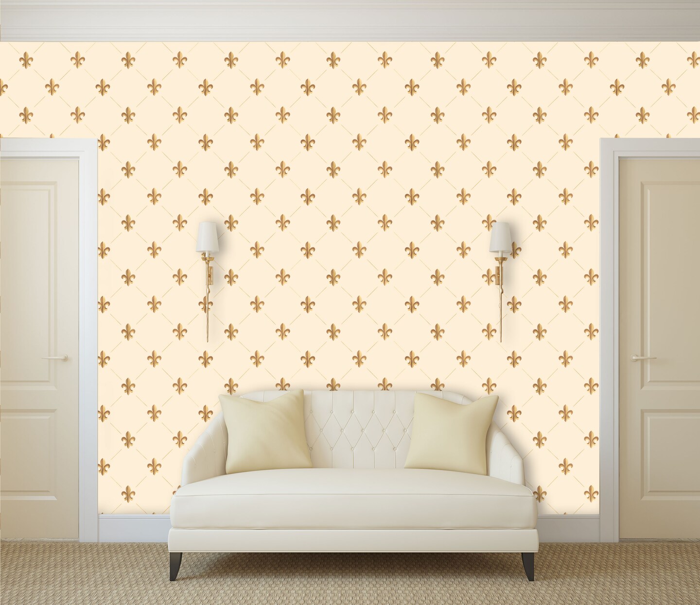 Fleur de Lis Wallpaper Wall Stencil | 1812 by Designer Stencils | Pattern Stencils | Reusable Stencils for Painting | Safe & Reusable Template for Wall Decor | Try This Stencil Instead of a Wallpaper | Easy to Use & Clean Art Stencil Pattern