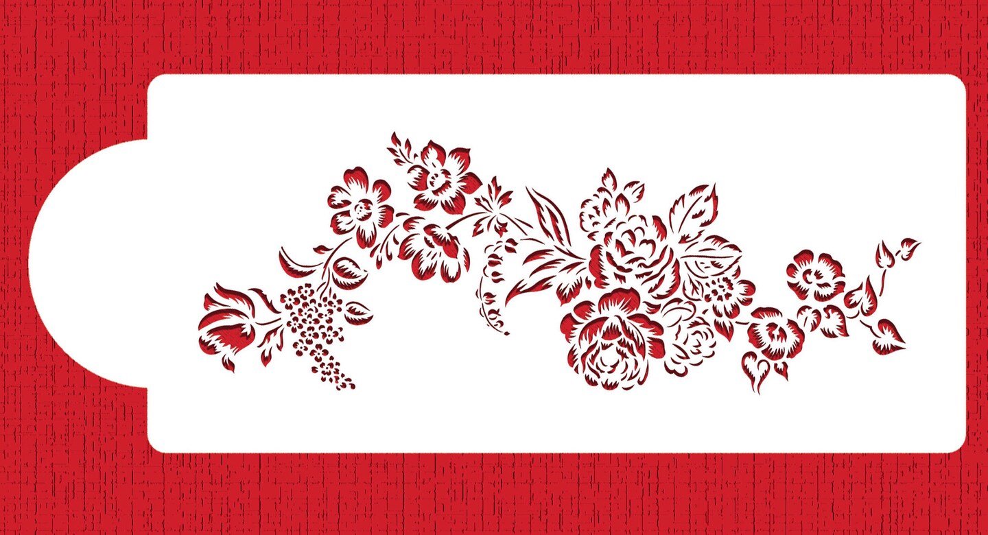 Cottage Rose Spray 1 Cake Side Stencil C1072 by Designer Stencils