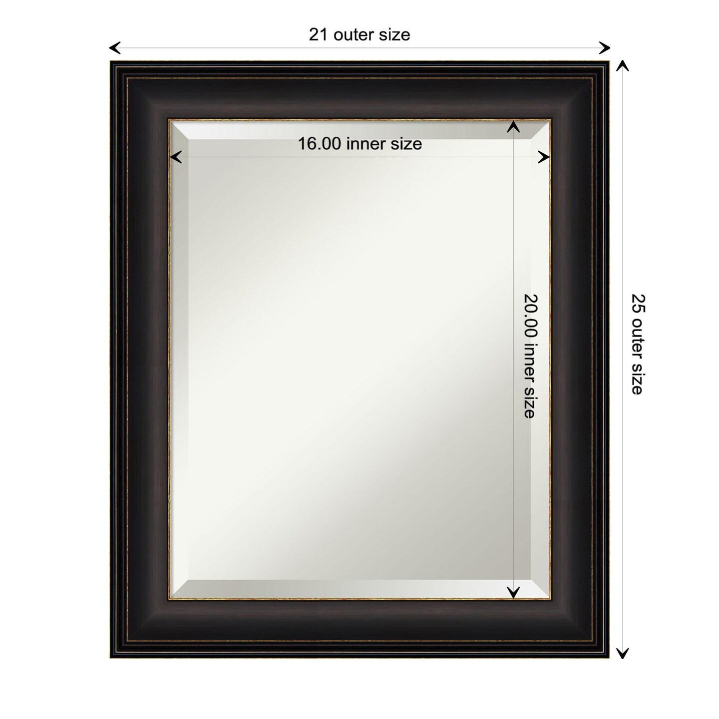 Beveled Bathroom Wall Mirror, Trio Oil Rubbed Bronze Frame