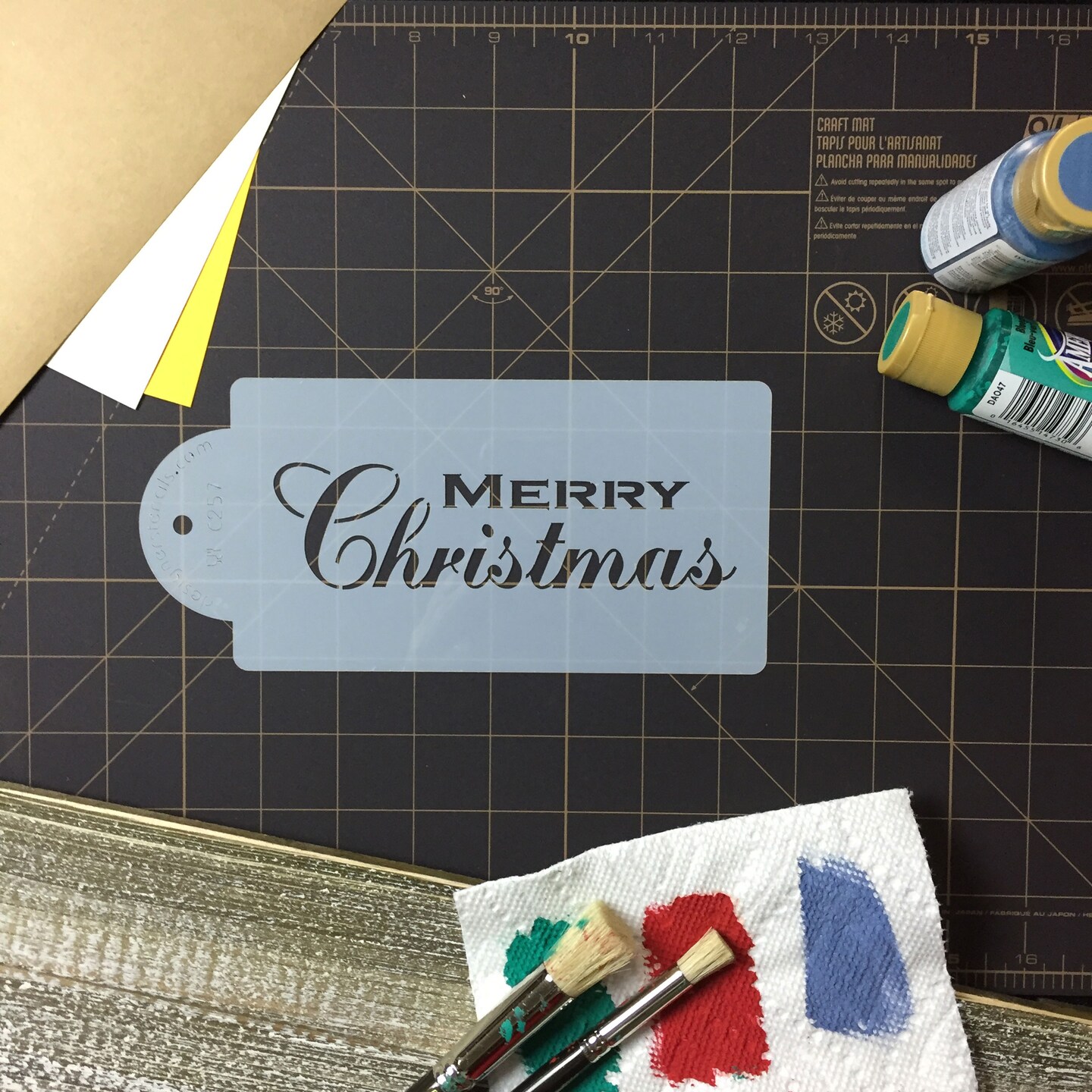 Fancy Merry Christmas Cake Stencil | C257 by Designer Stencils | Cake Decorating Tools | Baking Stencils for Royal Icing, Airbrush, Dusting Powder | Reusable Plastic Food Grade Stencil for Cakes | Easy to Use & Clean Cake Stencil