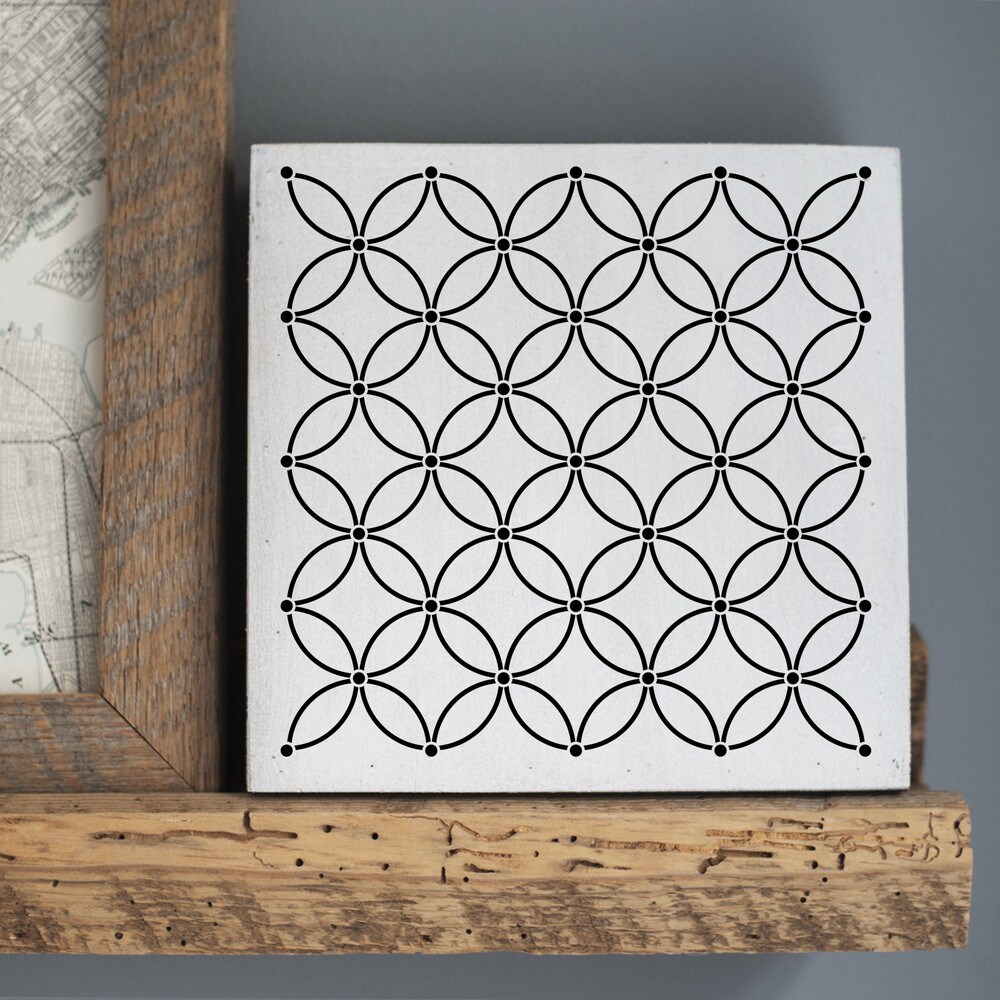 Interlocking Circles All Over Embossing 12 x 12 Stencil | FS031 by Designer Stencils | Pattern Stencils | Reusable Stencils for Painting on Wood, Wall, Tile, Canvas, Paper, Fabric, Furniture, Floor | Try Instead of a Wallpaper | Easy to Use &#x26; Clean