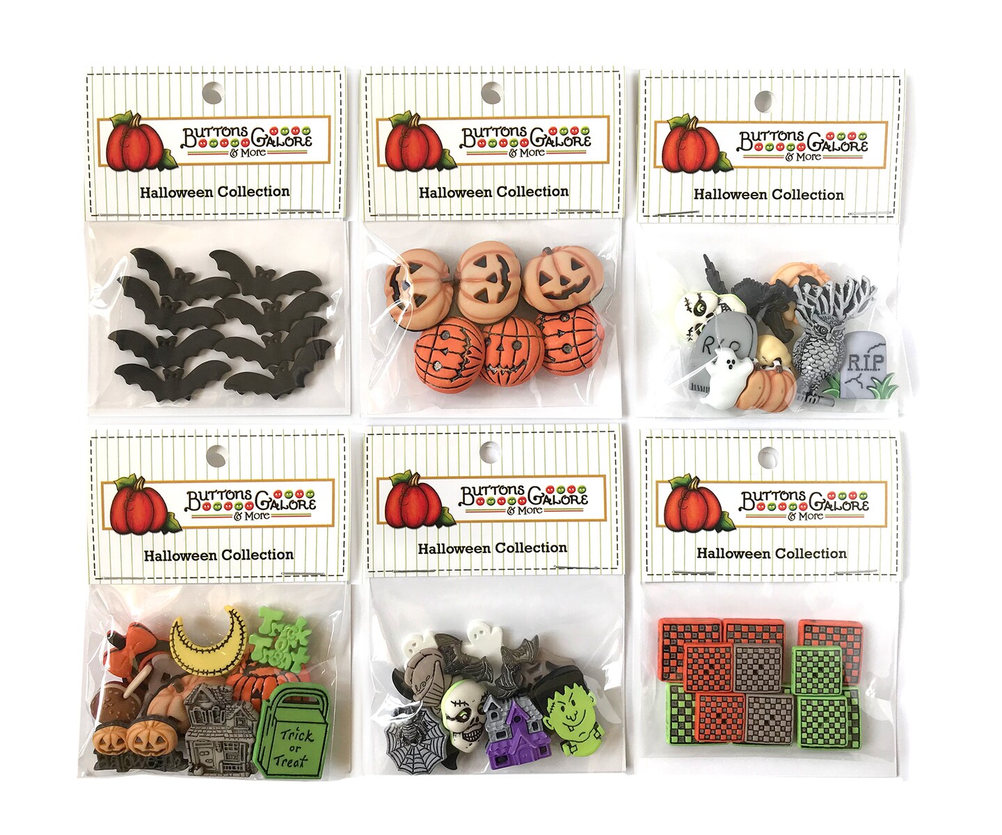 Buttons Galore 50+ Assorted Halloween Buttons for Sewing & Crafts - Set of 6 Button Packs - Halloween Group 2