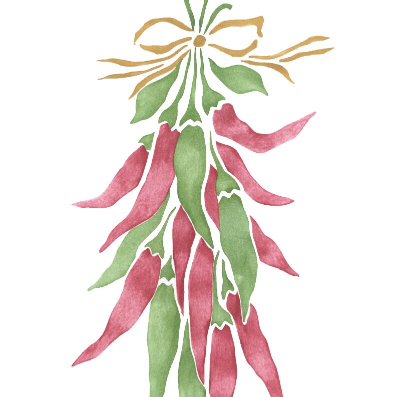 Hanging Chili Peppers Wall Stencil | 2130 by Designer Stencils | Pattern Stencils | Reusable Stencils for Painting | Safe &#x26; Reusable Template for Wall Decor | Try This Stencil Instead of a Wallpaper | Easy to Use &#x26; Clean Art Stencil Pattern