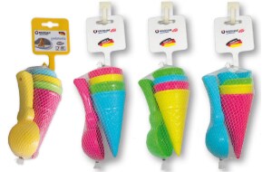 Spielstabil Ice Cream Duo in net - 4 Plastic Cones &#x26; Scooper Toy for Use in The Sand or with Real Food (Made in Germany)