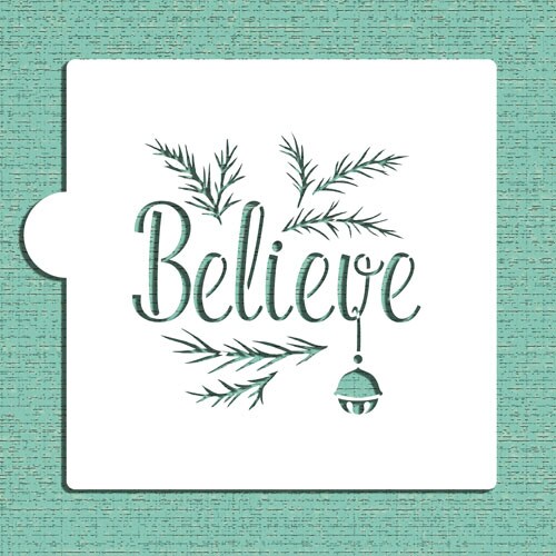 Believe Cookie & Craft Stencil | CM171 by Designer Stencils | Cookie Stencils for Royal Icing, Airbrush, Dusting Powder |