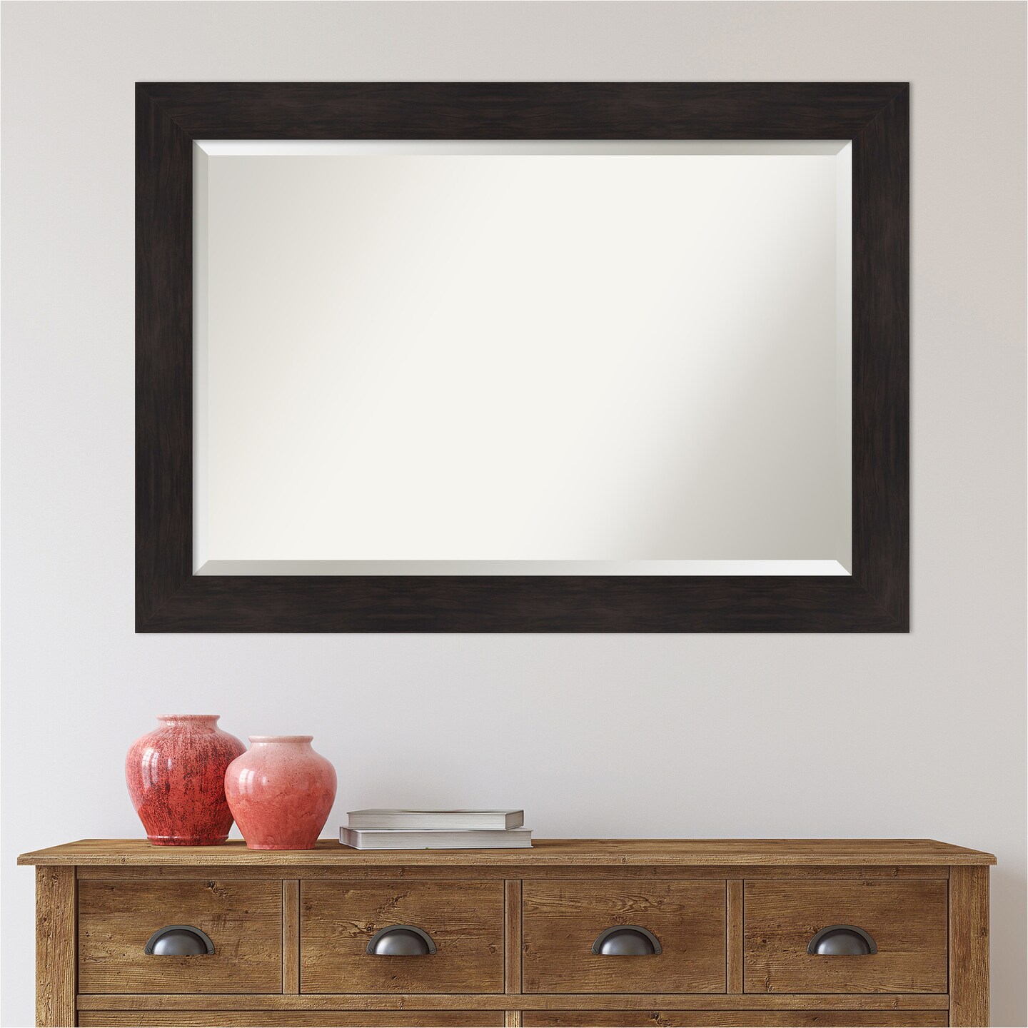 Beveled Bathroom Wall Mirror, Furniture Espresso Frame