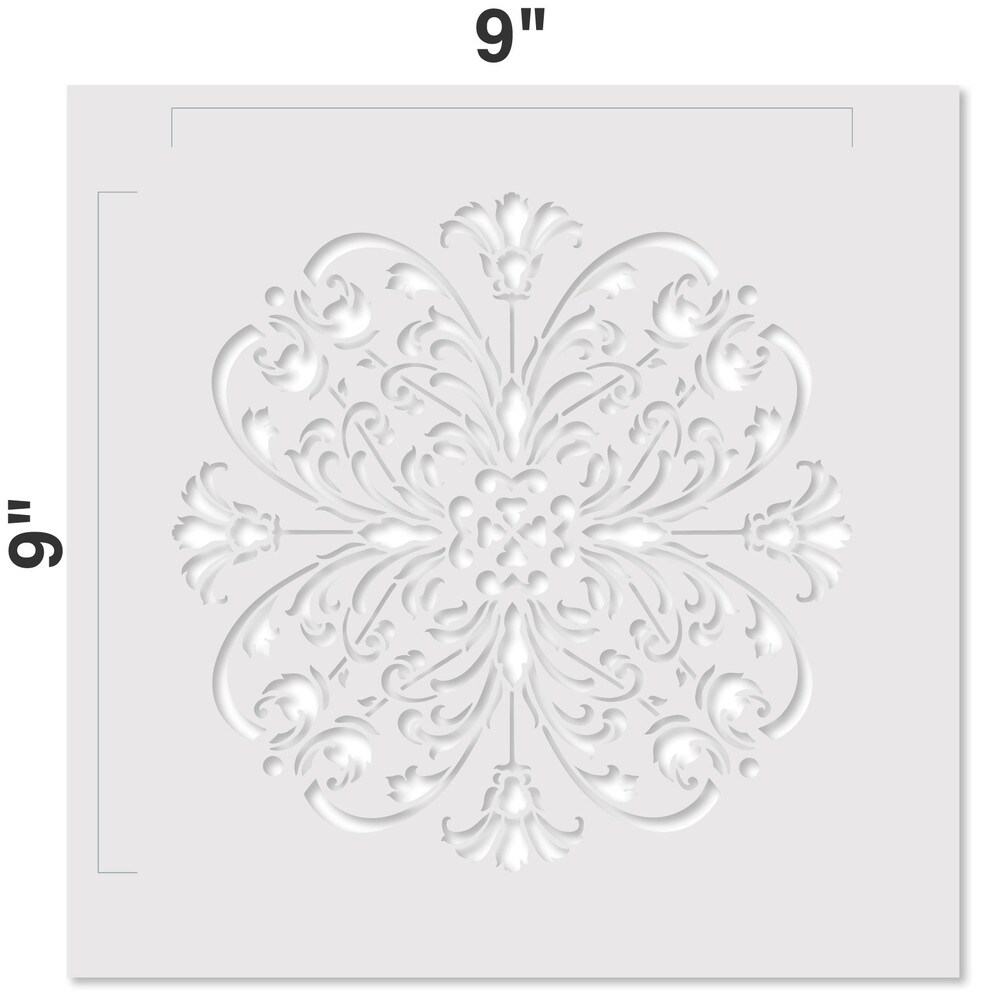 Turn of The Century Medallion Embossing 12 x 12 Stencil | FS012 by Designer Stencils | Mandala &#x26; Medallion Stencils | Reusable Stencil for Painting on Wood, Wall, Tile, Canvas, Paper, Fabric, Furniture, Floor | Stencil for Home Makeover