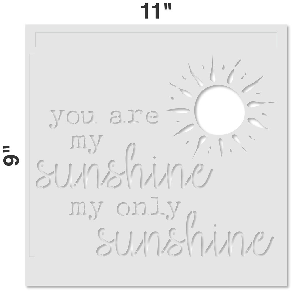 You Are My Sunshine Embossing 12 x 12 Stencil | FS087 by Designer Stencils | Word &#x26; Phrase Stencils | Reusable Stencils for Painting on Wood, Wall, Tile, Canvas, Paper, Fabric, Furniture, Floor | Reusable Stencil for Home Makeover
