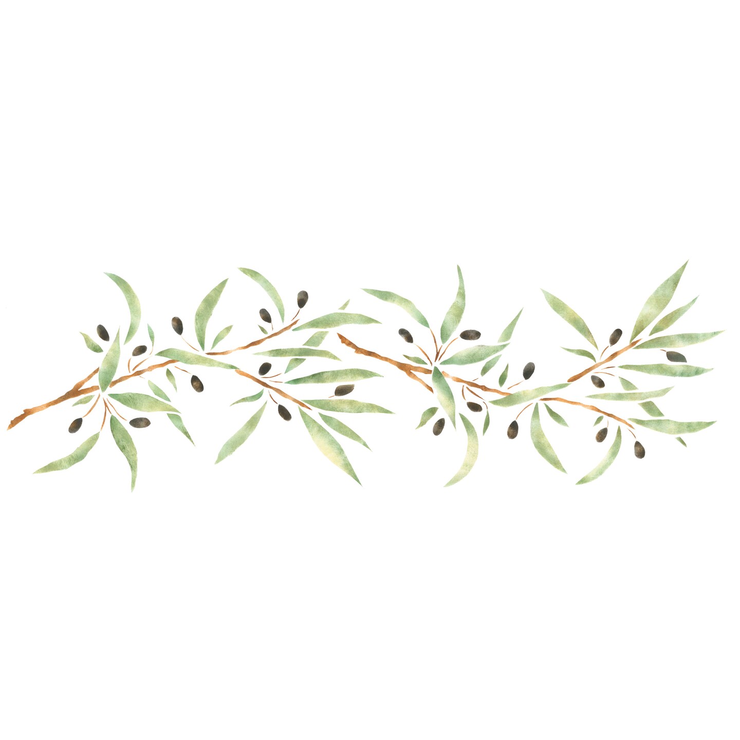 Olive Branch Wall Stencil | 2071 by Designer Stencils | Animal &#x26; Nature Stencils | Reusable Art Craft Stencils for Painting on Walls, Canvas, Wood | Reusable Plastic Paint Stencil for Home Makeover | Easy to Use &#x26; Clean Art Stencil