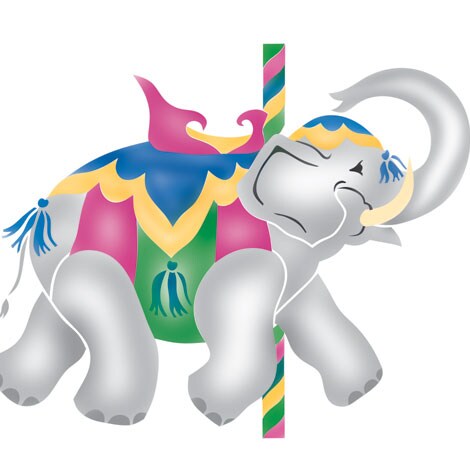 Carousel Elephant Wall Stencil | 1688 by Designer Stencils | Reusable Art Craft Stencils for Painting on Walls, Canvas, Wood | Reusable Plastic Paint Stencil for Home Makeover | Easy to Use &#x26; Clean Art Stencil