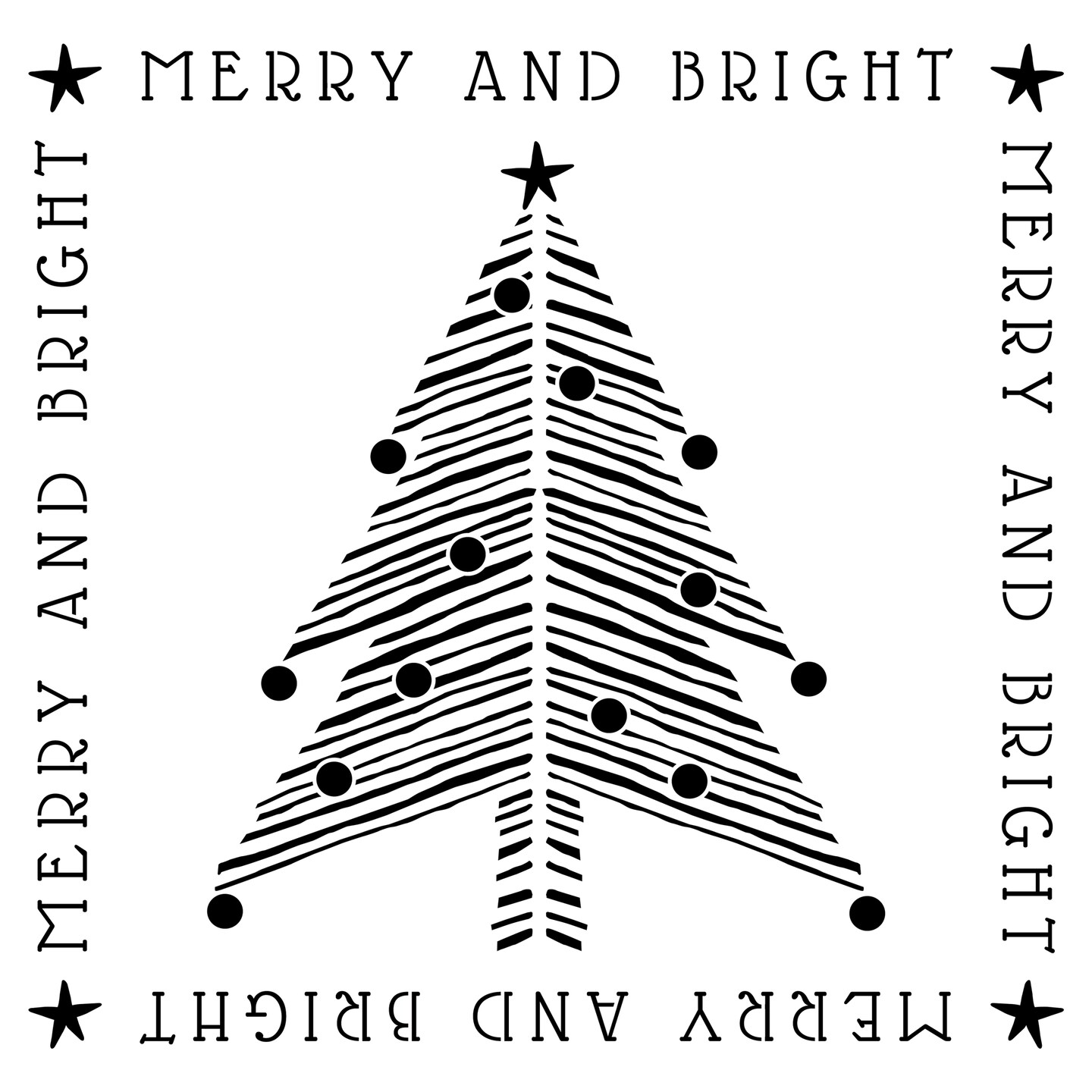 Merry and Bright Handpainted Chevron Christmas Tree Embossing 12 x 12 Stencil | FS110 by Designer Stencils | Word &#x26; Phrase Stencils | Reusable Stencils for Painting on Wood, Wall, Tile, Canvas, Paper, Fabric, Furniture, Floor
