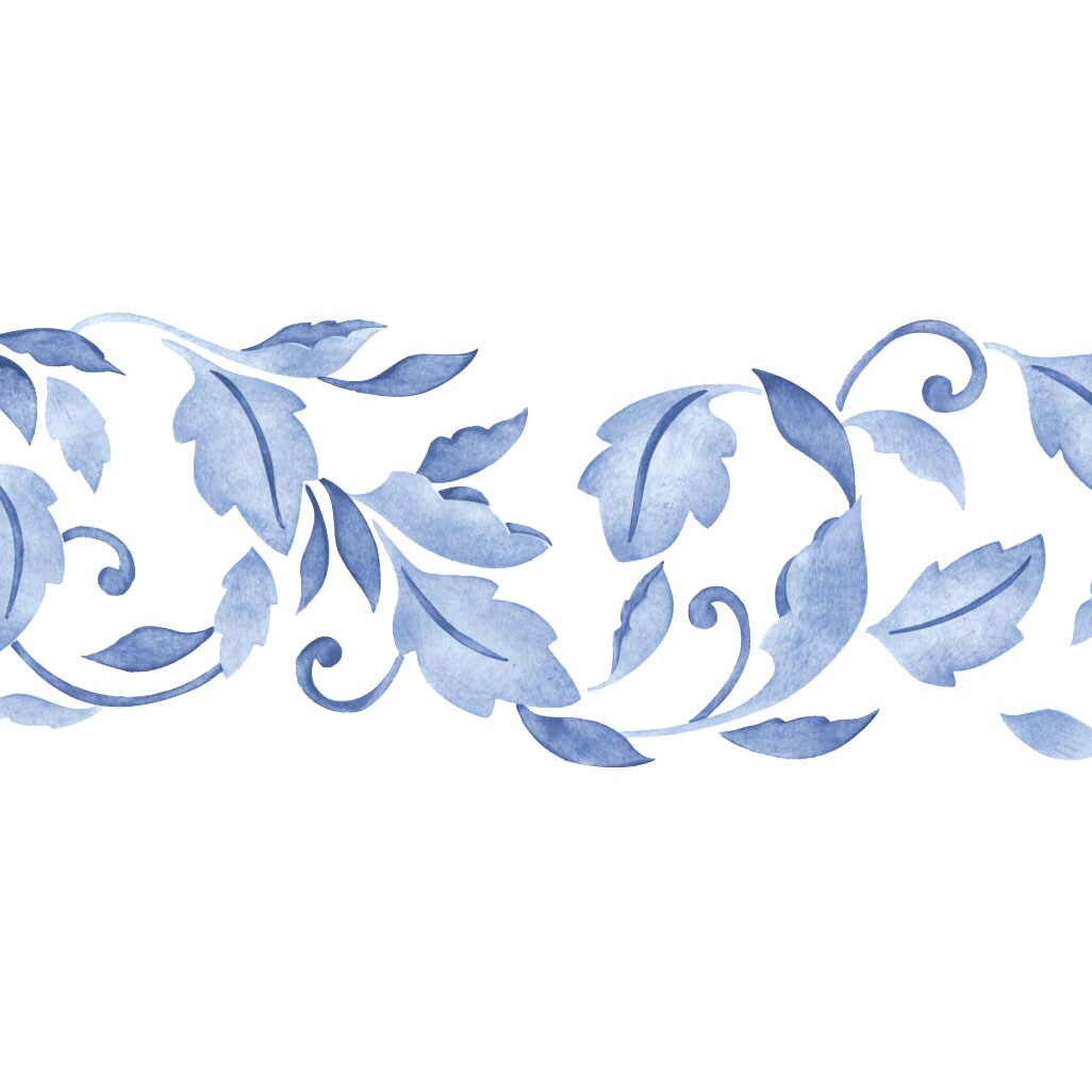 Leaf Scroll Wall Stencil | 2514 by Designer Stencils | Floral Stencils | Reusable Art Craft Stencils for Painting on Walls, Canvas, Wood | Reusable Plastic Paint Stencil for Home Makeover | Easy to Use &#x26; Clean Art Stencil