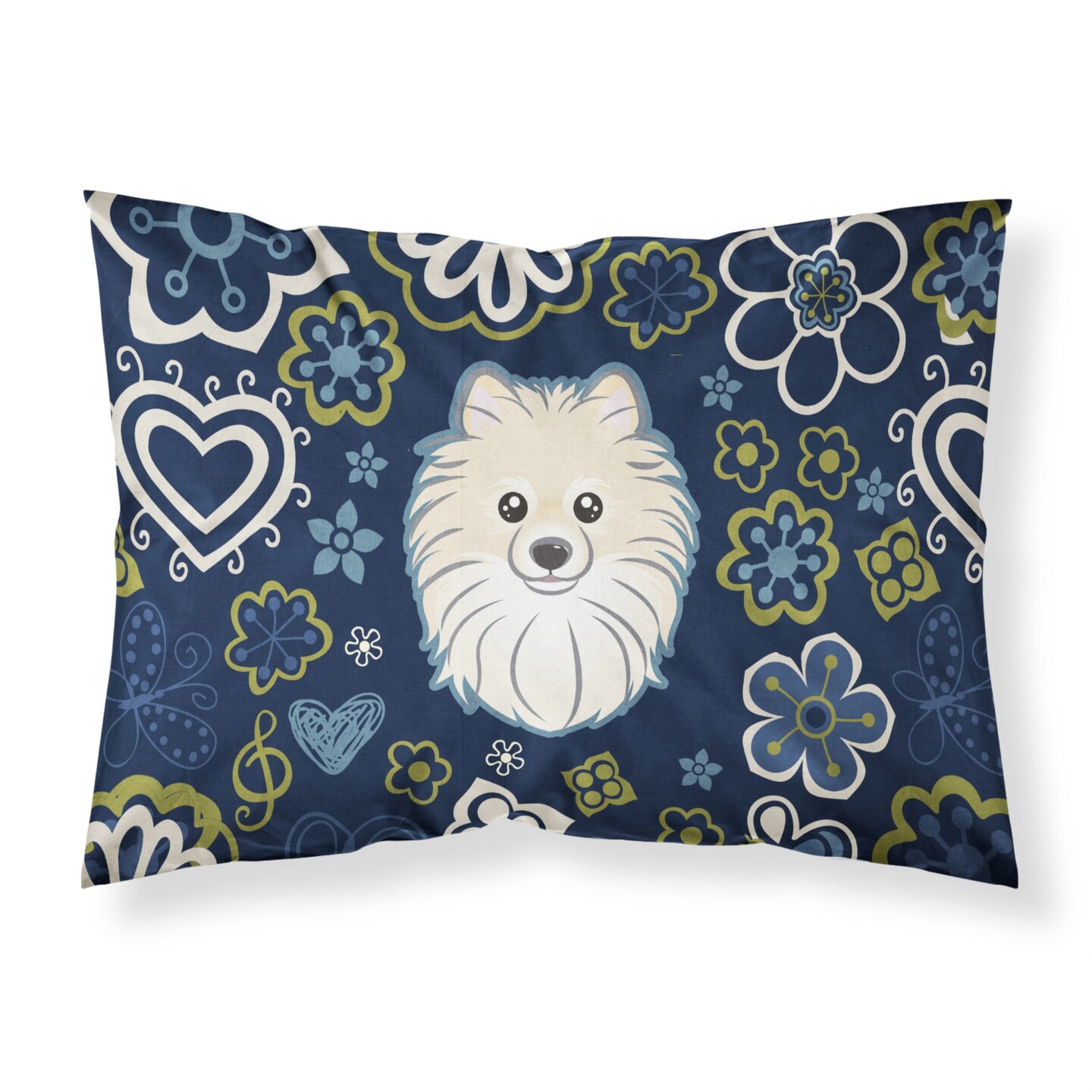 Blue Flowers Pomeranian Fabric Standard Pillowcase 