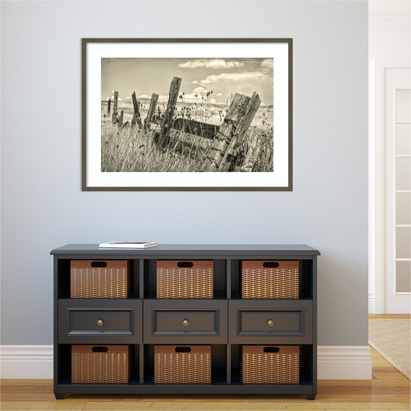 Old wooden fence 1 by Don Paulson Danita Delimont Wood Framed Wall Art Print 41 in. W x 30 in. H