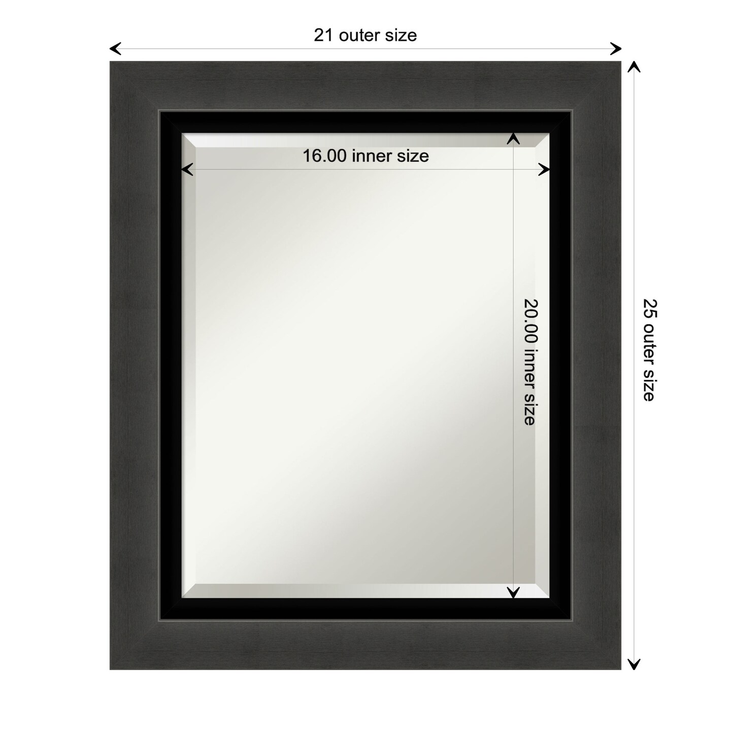 Beveled Bathroom Wall Mirror, Tuxedo Black Frame