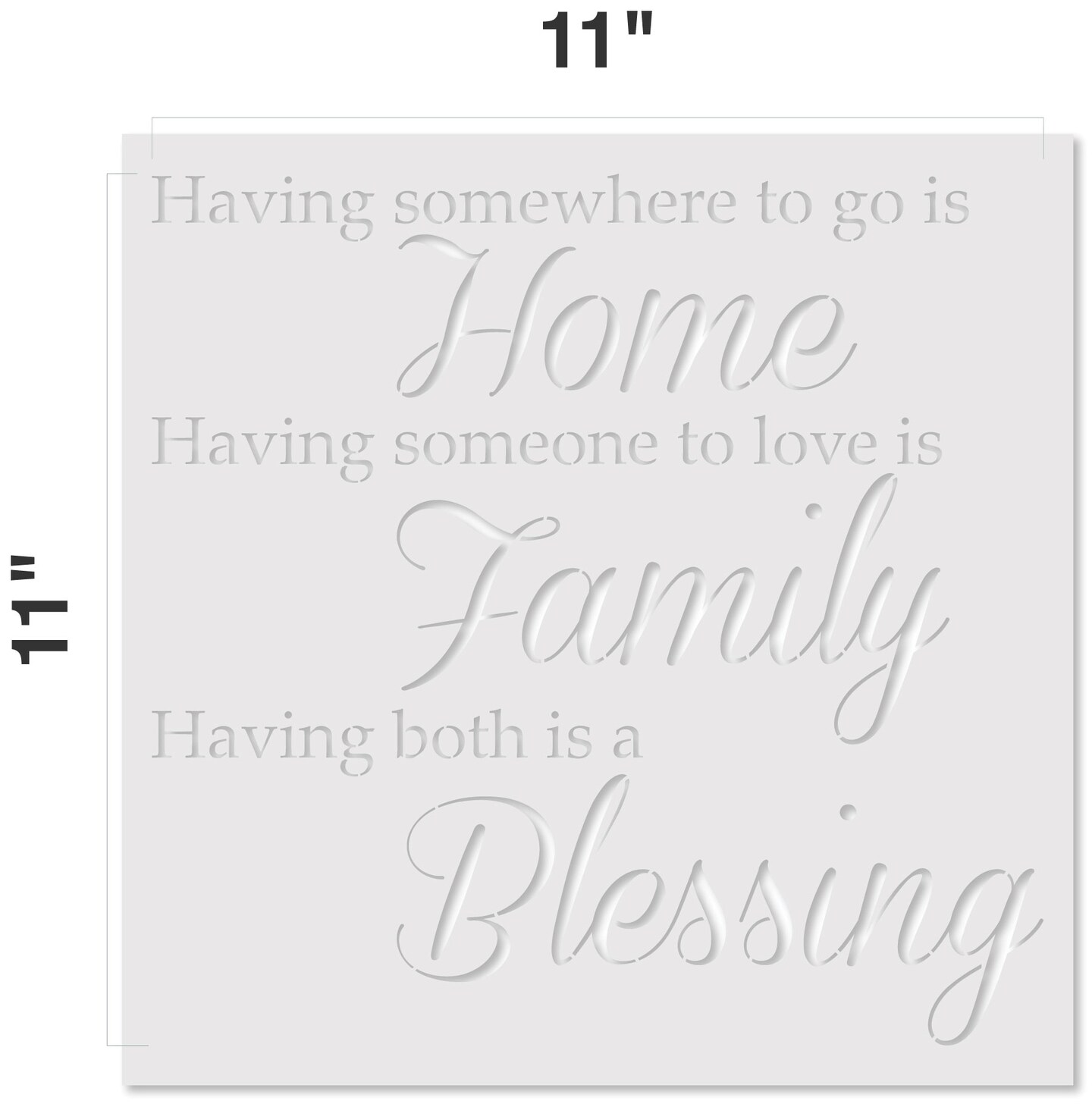 Home, Family, Blessing Embossing 12 x 12 Stencil | FS089 by Designer Stencils | Word &#x26; Phrase Stencils | Reusable Stencils for Painting on Wood, Wall, Tile, Canvas, Paper, Fabric, Furniture, Floor | Reusable Stencil for Home Makeover