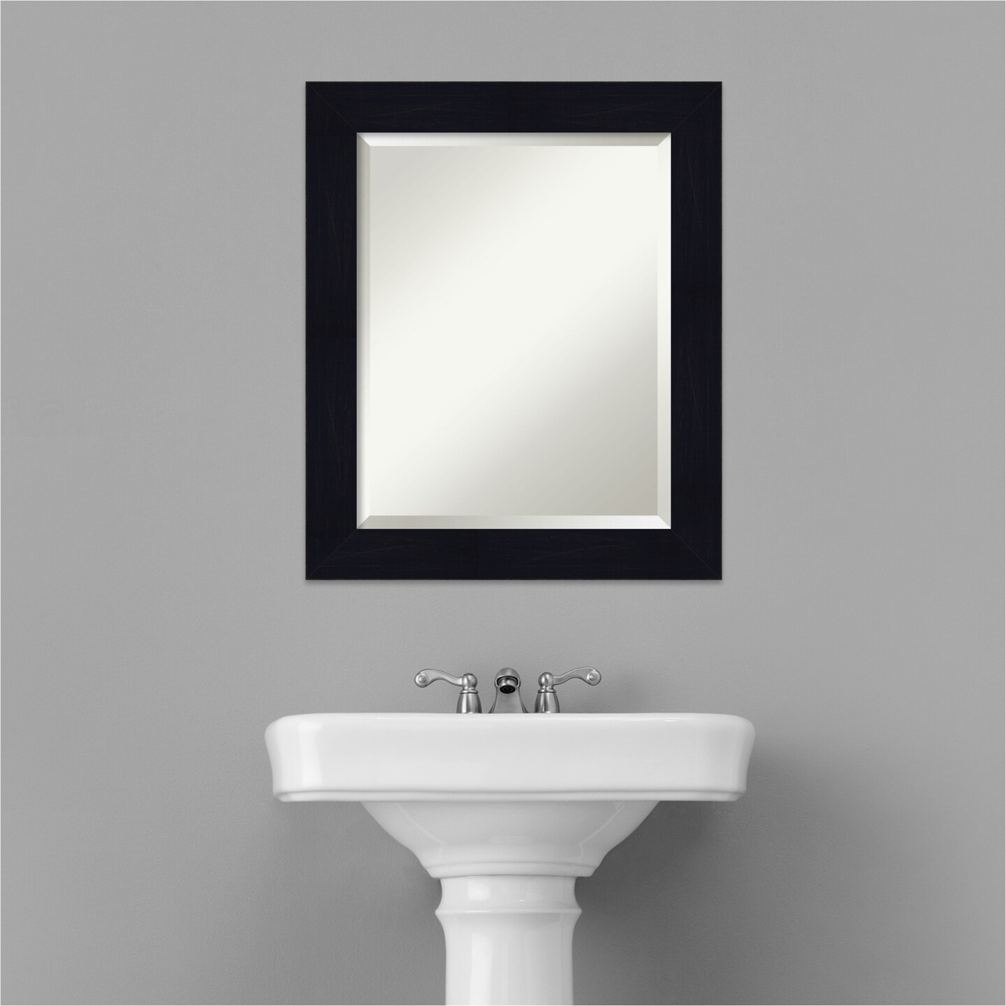 Beveled Wood Bathroom Wall Mirror, Shiplap Frame