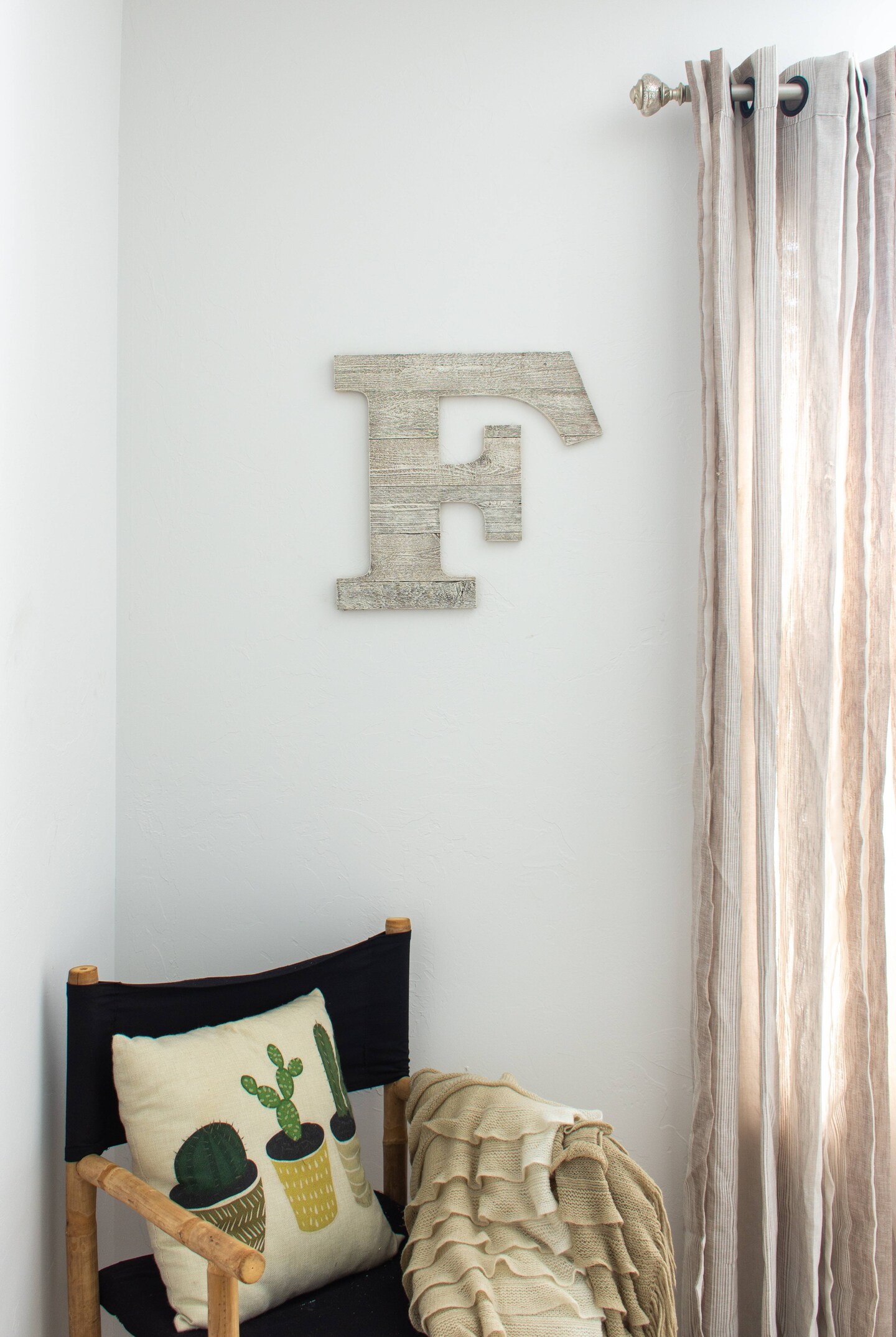 Rustic Farmhouse Large 16&#x22; White Decorative Monogram Wood Letter