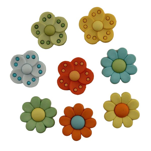 Assorted Flower Power Buttons – 50+ Piece Set for Sewing, Scrapbooking & DIY Crafts – Colorful Floral Designs