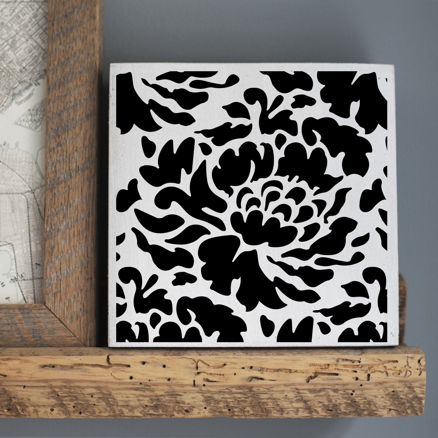 Large Dahlia Embossing 12 x 12 Stencil | FS078 by Designer Stencils | Reusable Stencils for Painting |