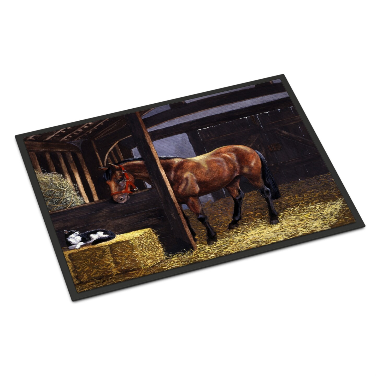 "Caroline's Treasures BDBA0295MAT Horse In Stable with Cat Indoor or