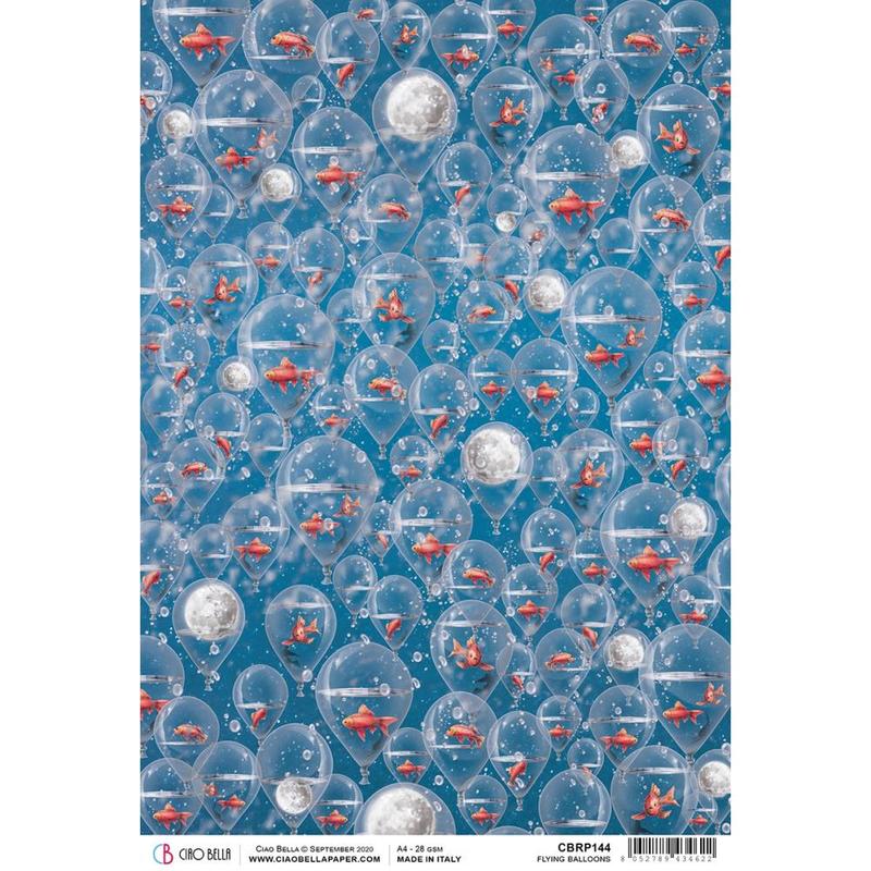 Flying Balloons A4 Rice Paper Sheet - Moon &#x26; Me - Ciao Bella