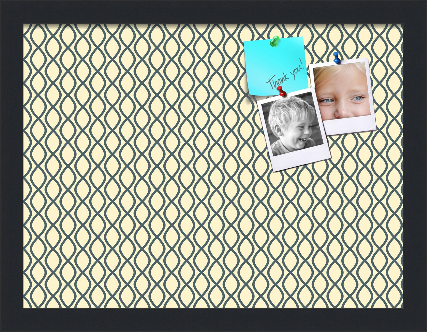 PinPix Custom Bulletin Board Yellow And Blue Waves Poster Board Has a