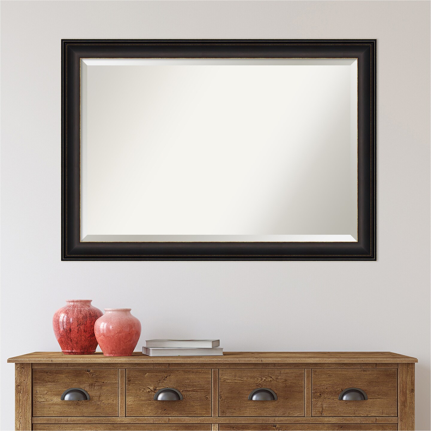 Beveled Bathroom Wall Mirror, Trio Oil Rubbed Bronze Frame