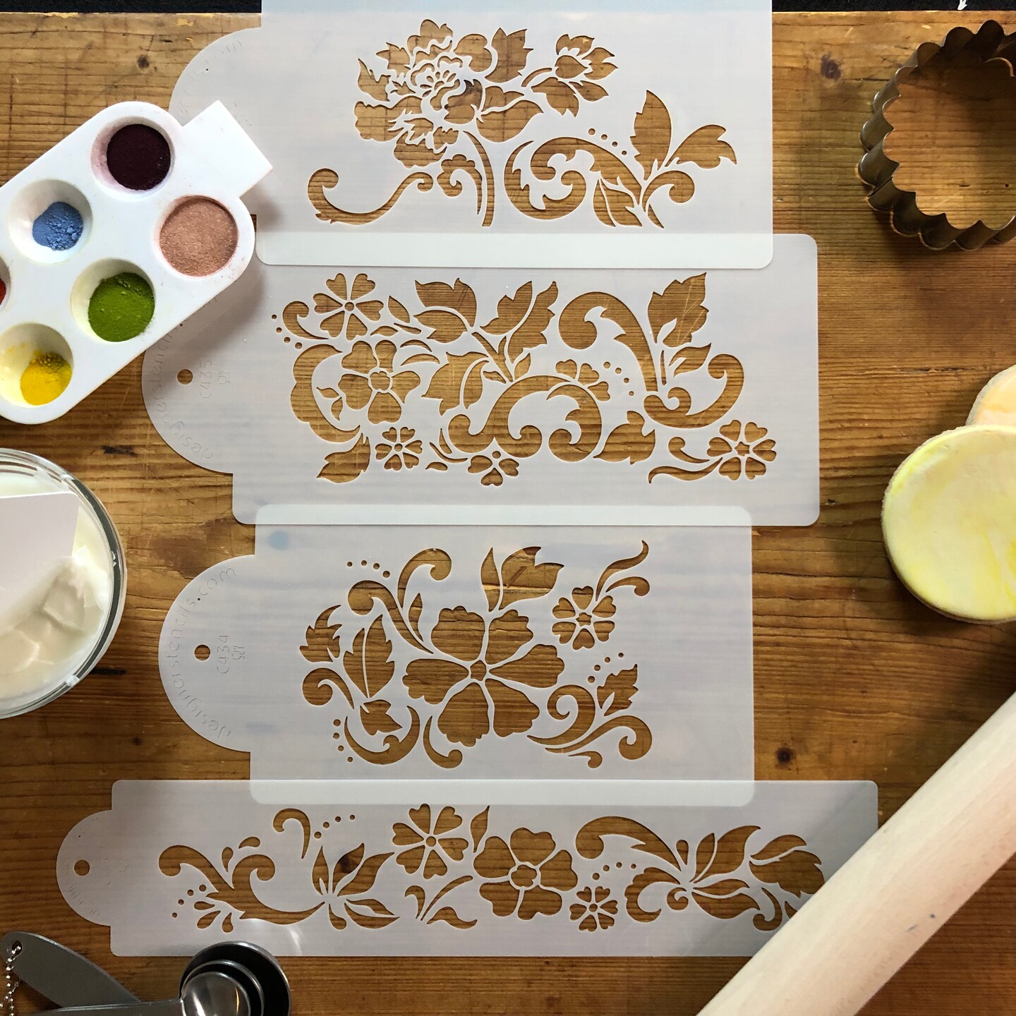 Floral Explosion Cake Stencil Set | C433 by Designer Stencils | Cake Decorating Tools |