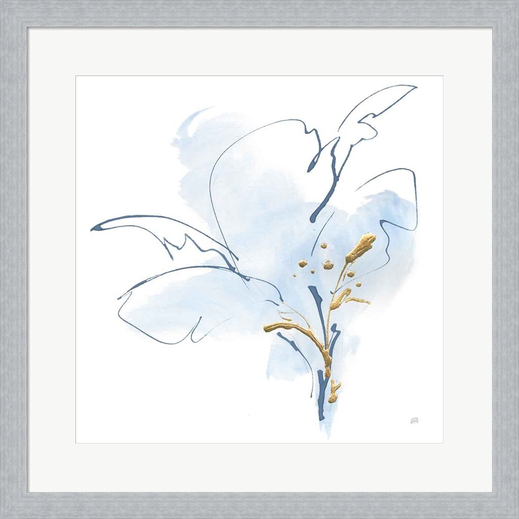 Blue and Gold Floral IV by Chris Paschke 20" x 20" Framed Wall Art