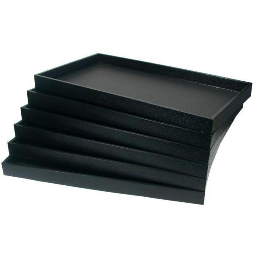 6 Black Faux Leather Jewelry Display Trays Showcase Displays