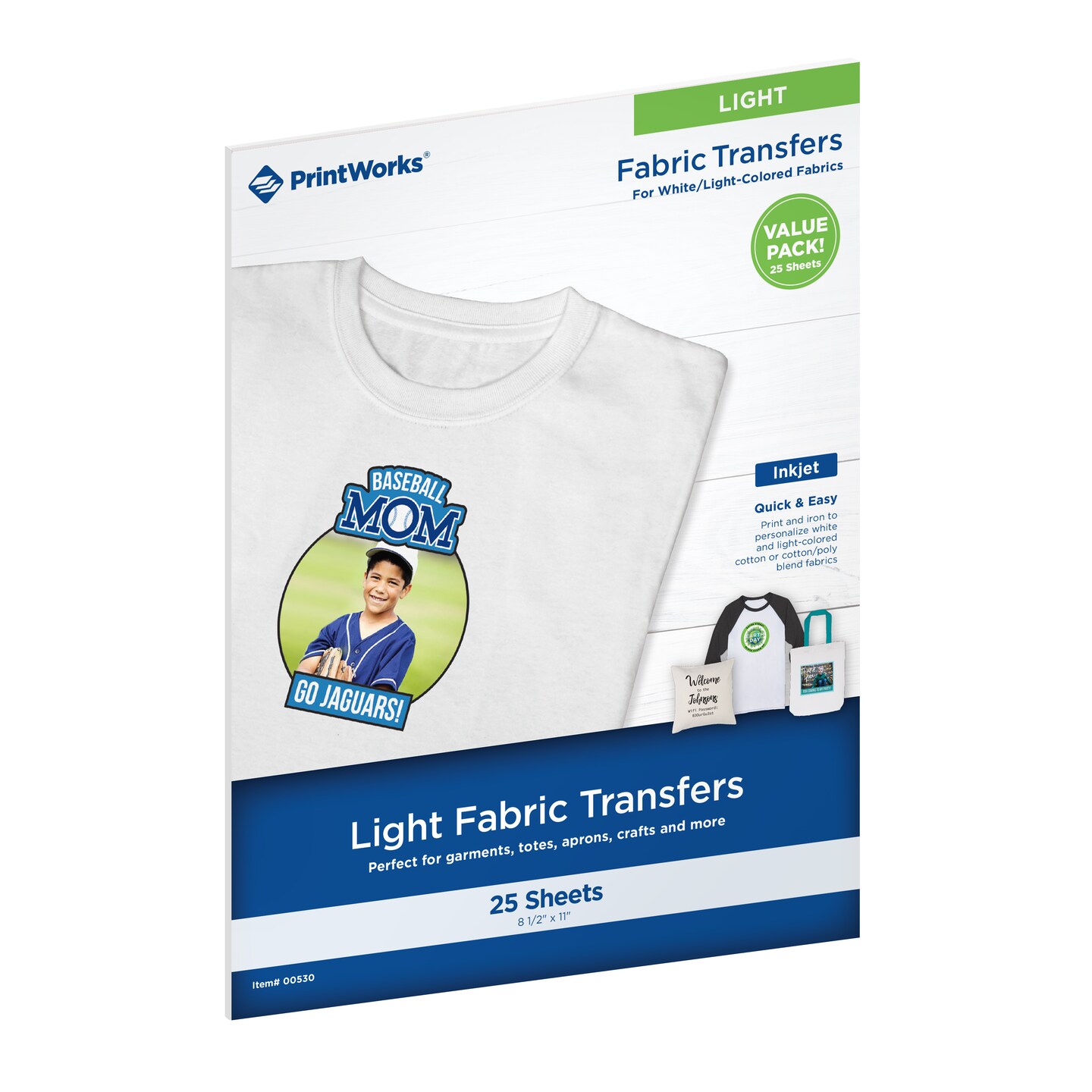Printworks Light T-Shirt Transfers for Inkjet Printers, 300 Sheet Value Pack, 8 &#xBD;&#x201D; x 11&#x201D; (00530C)
