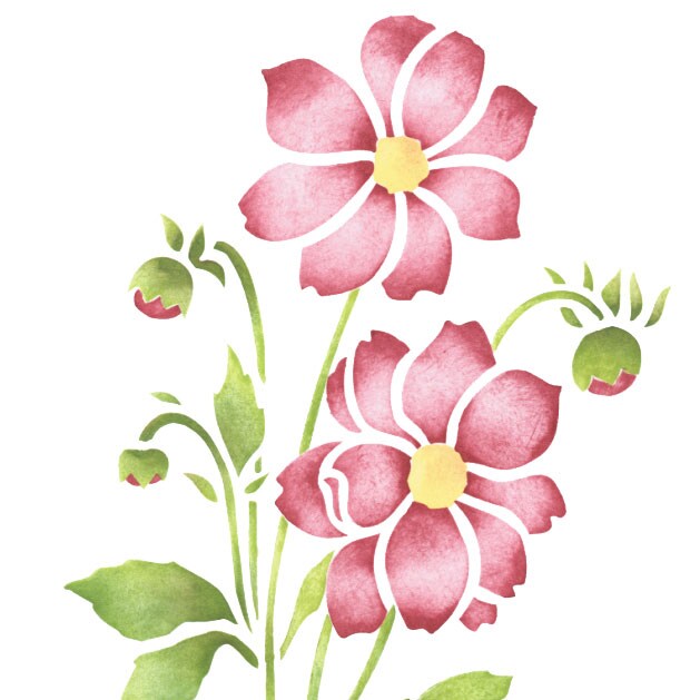 Dahlia Wall Stencil | 2056 by Designer Stencils | Floral Stencils | Reusable Art Craft Stencils for Painting on Walls, Canvas, Wood | Reusable Plastic Paint Stencil for Home Makeover | Easy to Use &#x26; Clean Art Stencil