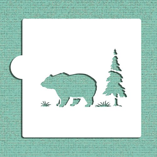 Bear Cookie &#x26; Craft Stencil | CM055 by Designer Stencils | Cookie Decorating Tools | Baking Stencils for Royal Icing, Airbrush, Dusting Powder | Craft Stencils for Canvas, Paper, Wood | Reusable Food Grade Stencil
