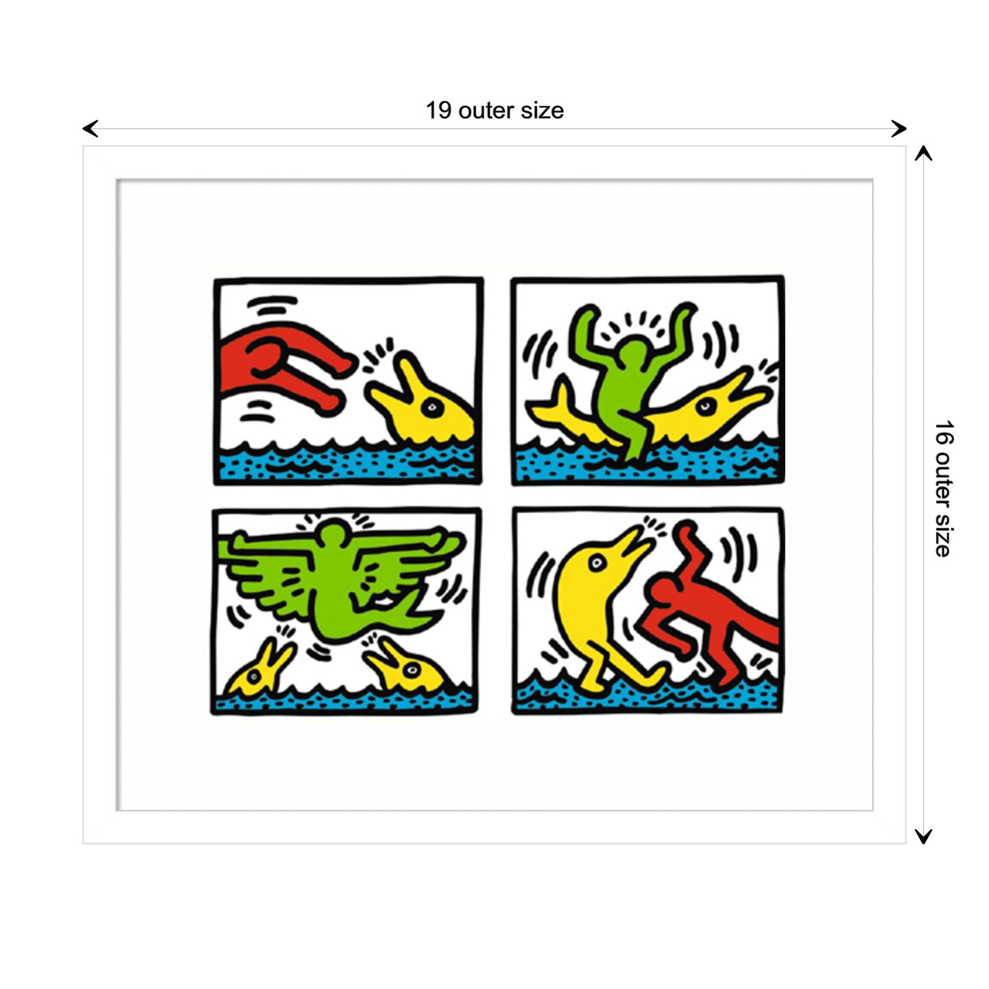 Pop Shop Quad V by Keith Haring Wood Framed Wall Art Print