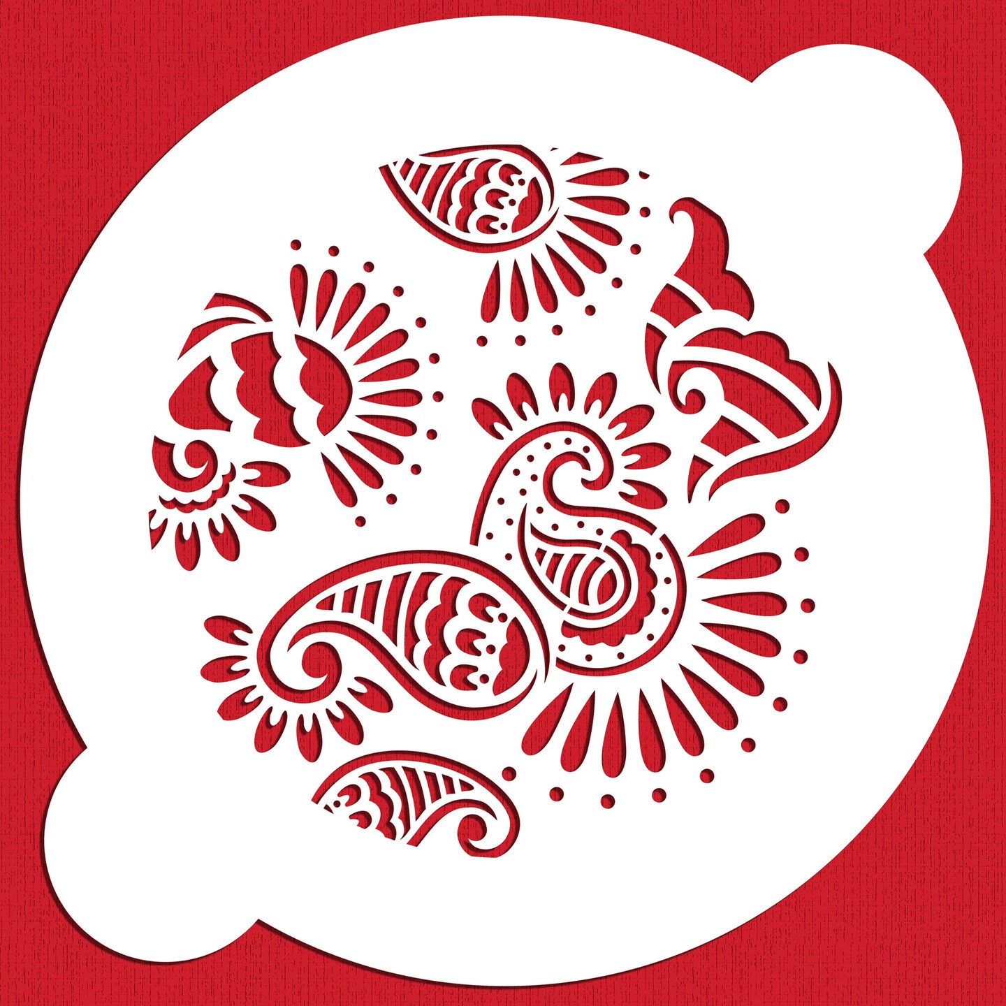 5-Inch Mehndi Cake Stencil Top | C389 by Designer Stencils | Cake Decorating Tools | Baking Stencils for Royal Icing, Airbrush, Dusting Powder | Reusable Plastic Food Grade Stencil for Cakes | Easy to Use & Clean Cake Stencil