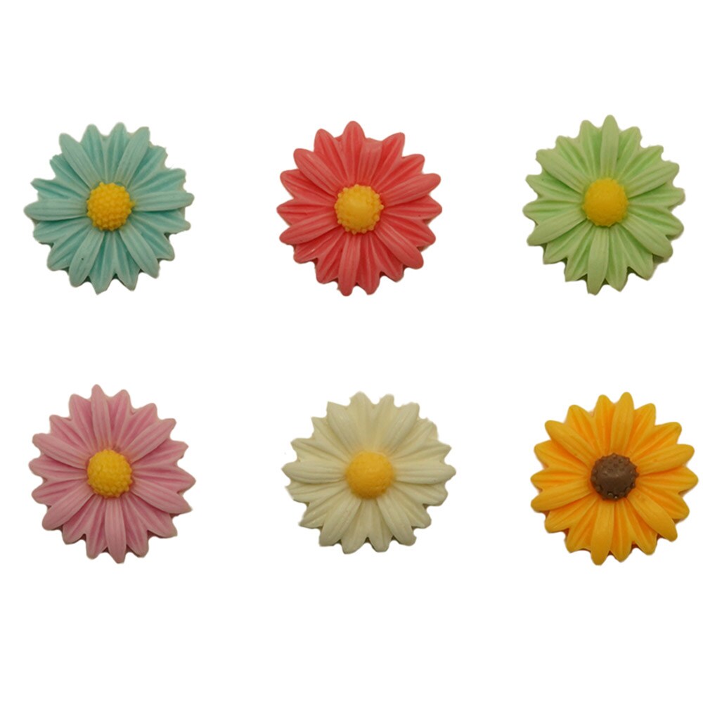 Buttons Galore Flatback Embellishments for Crafts - Fun Flowers - 18 Pieces