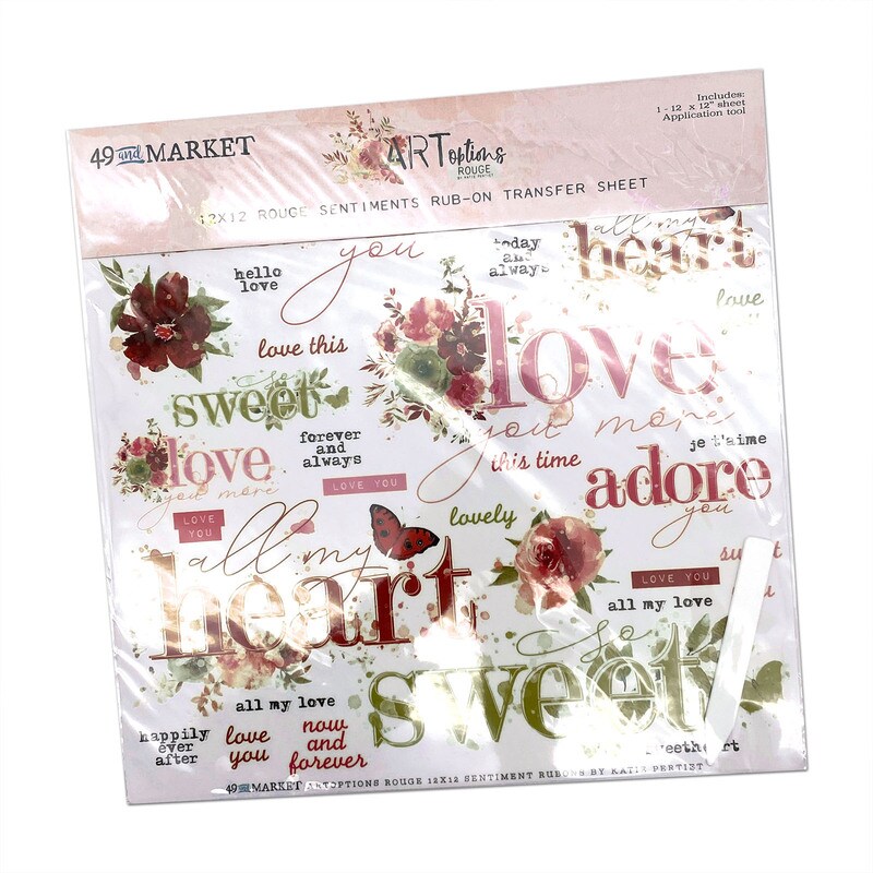 ARToptions Rouge 12x12 Sentiments Rubon Transfer Sheet 49 and Market