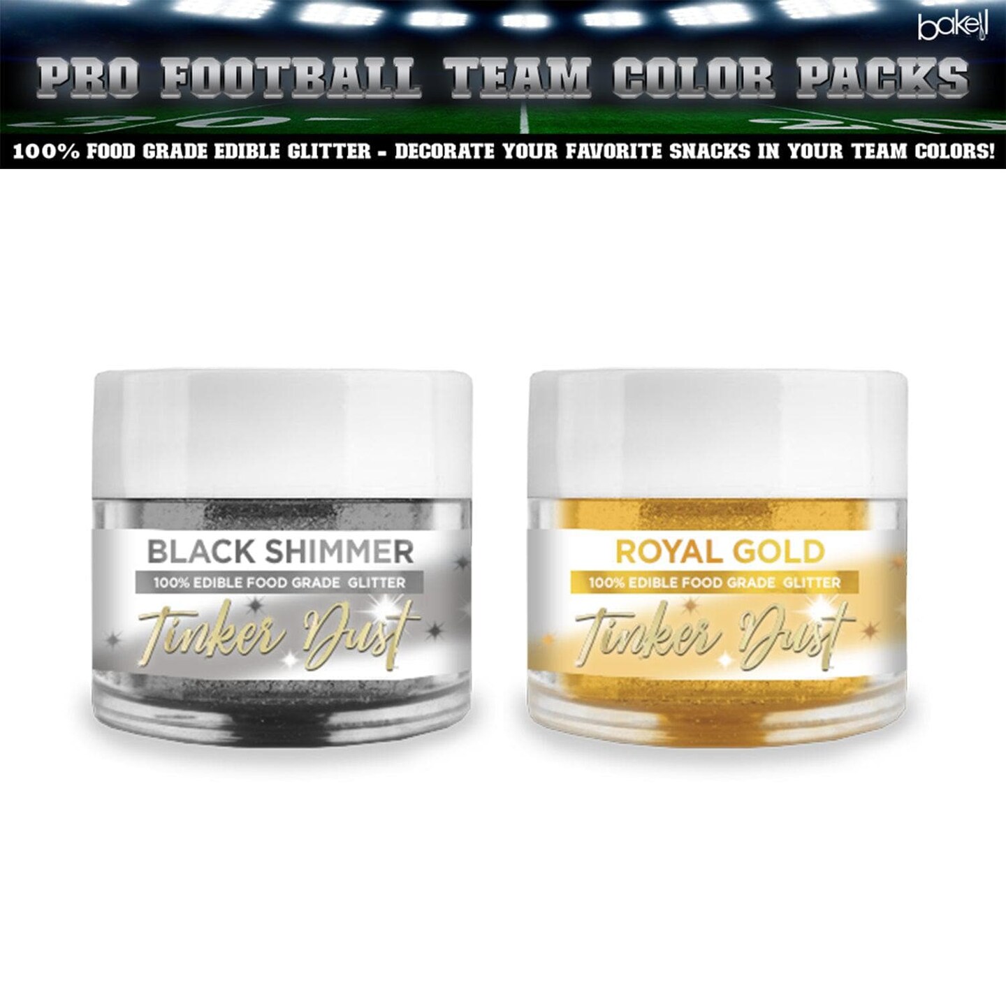 Steelers Black Shimmer &#x26; Royal Gold Football Tinker Dust&#xAE; Glitter Set