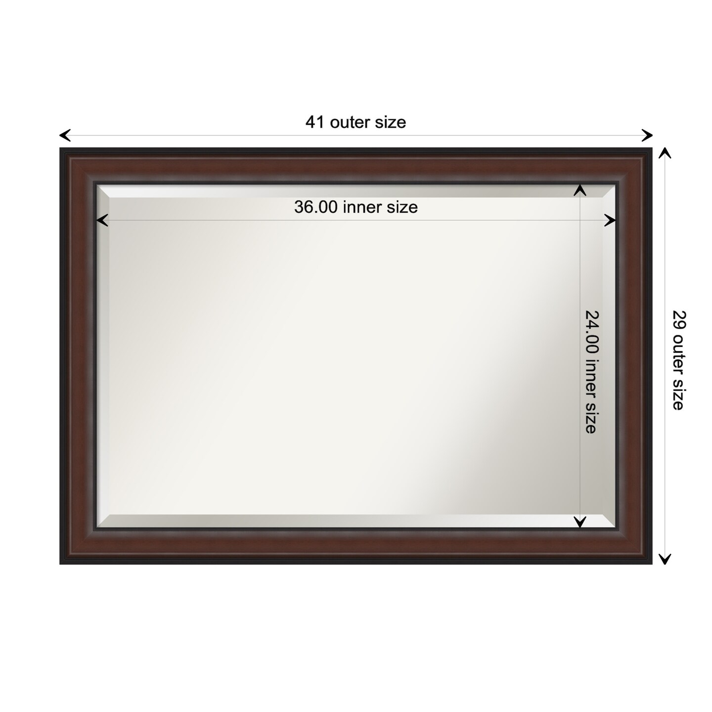 Beveled Bathroom Wall Mirror, Harvard Walnut Frame